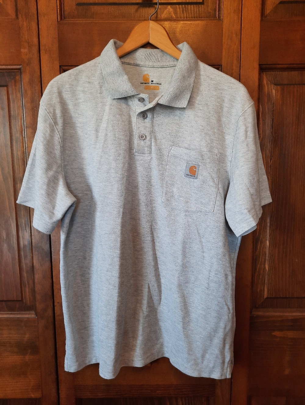 Carhartt Original Fit Heather Gray Short Sleeve Polo Shirt K570 HGY Size Medium - Picture 2 of 11